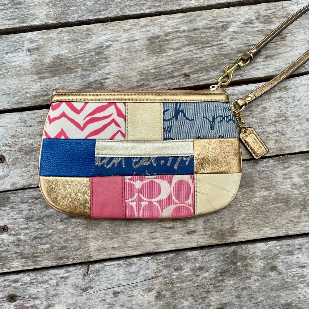 Coach patch quilt zippered wristlet